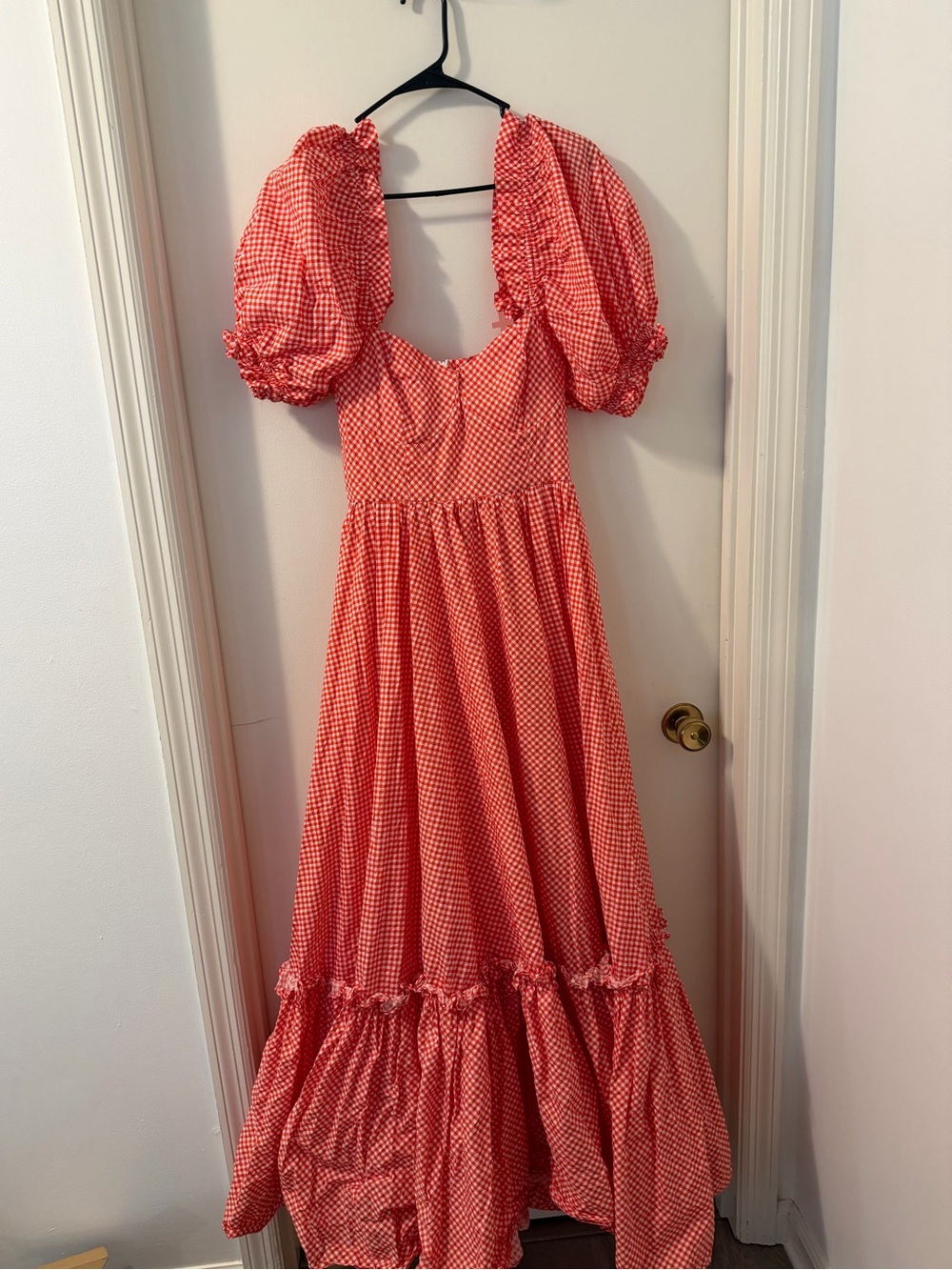 NWT Selkie Cotton Ritz Maxi Gown in Baby Gingham Sz M